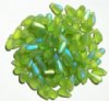 50 5x10mm Transparent Matte Olivine AB Drop Beads